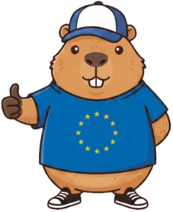 Barry the capybara wearing a cool EU T-shirt